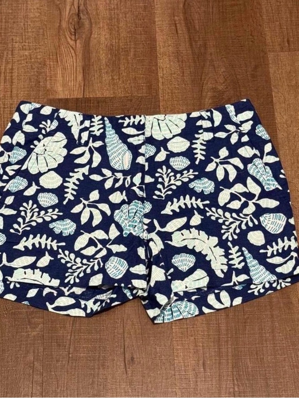 Vineyard Vines Navy Floral & Teal Leaf High Waist Shorts